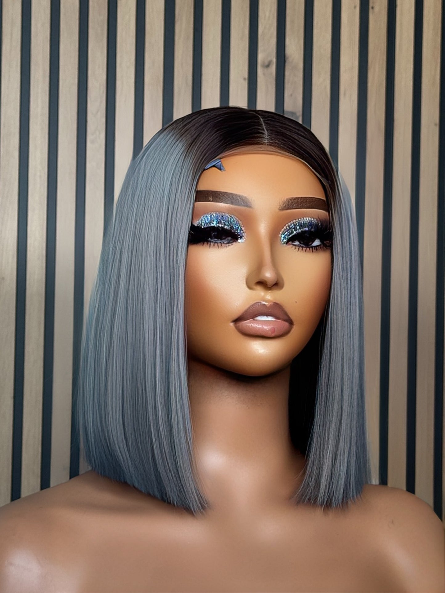 Ash Grey Blunt cut Bob wig 10 inches with 2*6 closure 200g