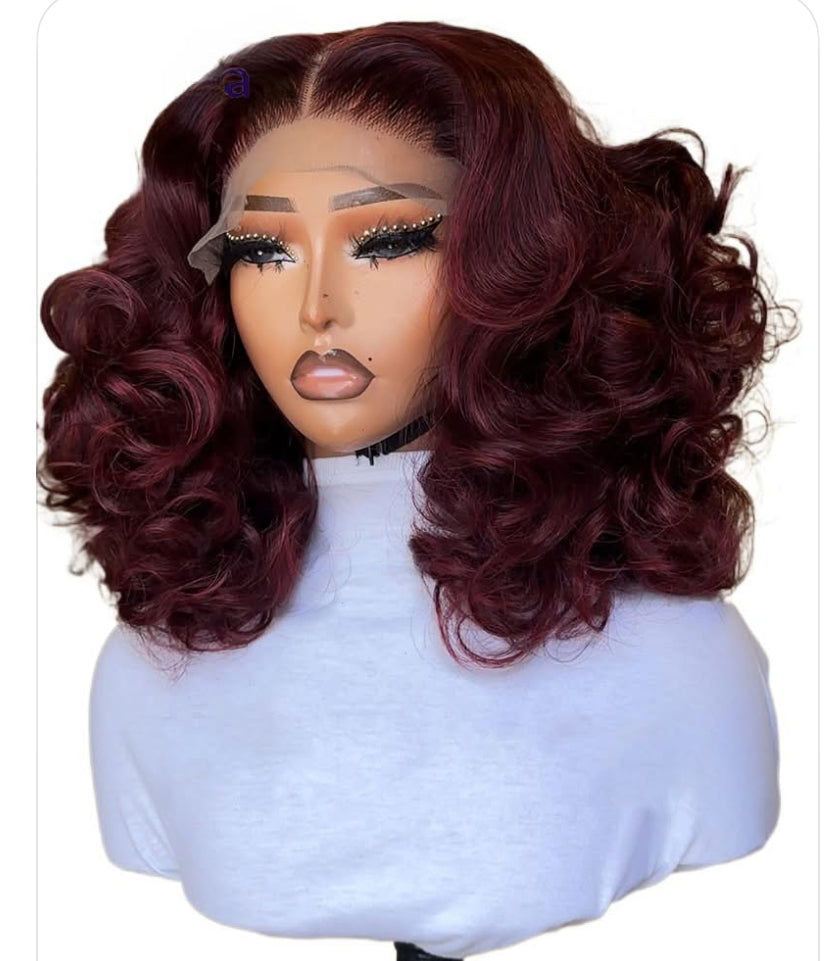 Burgundy body wave frontal wig