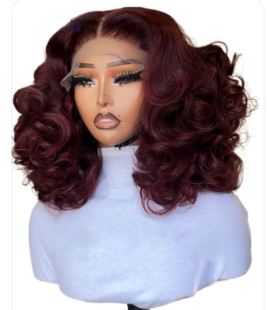 Burgundy body wave frontal wig