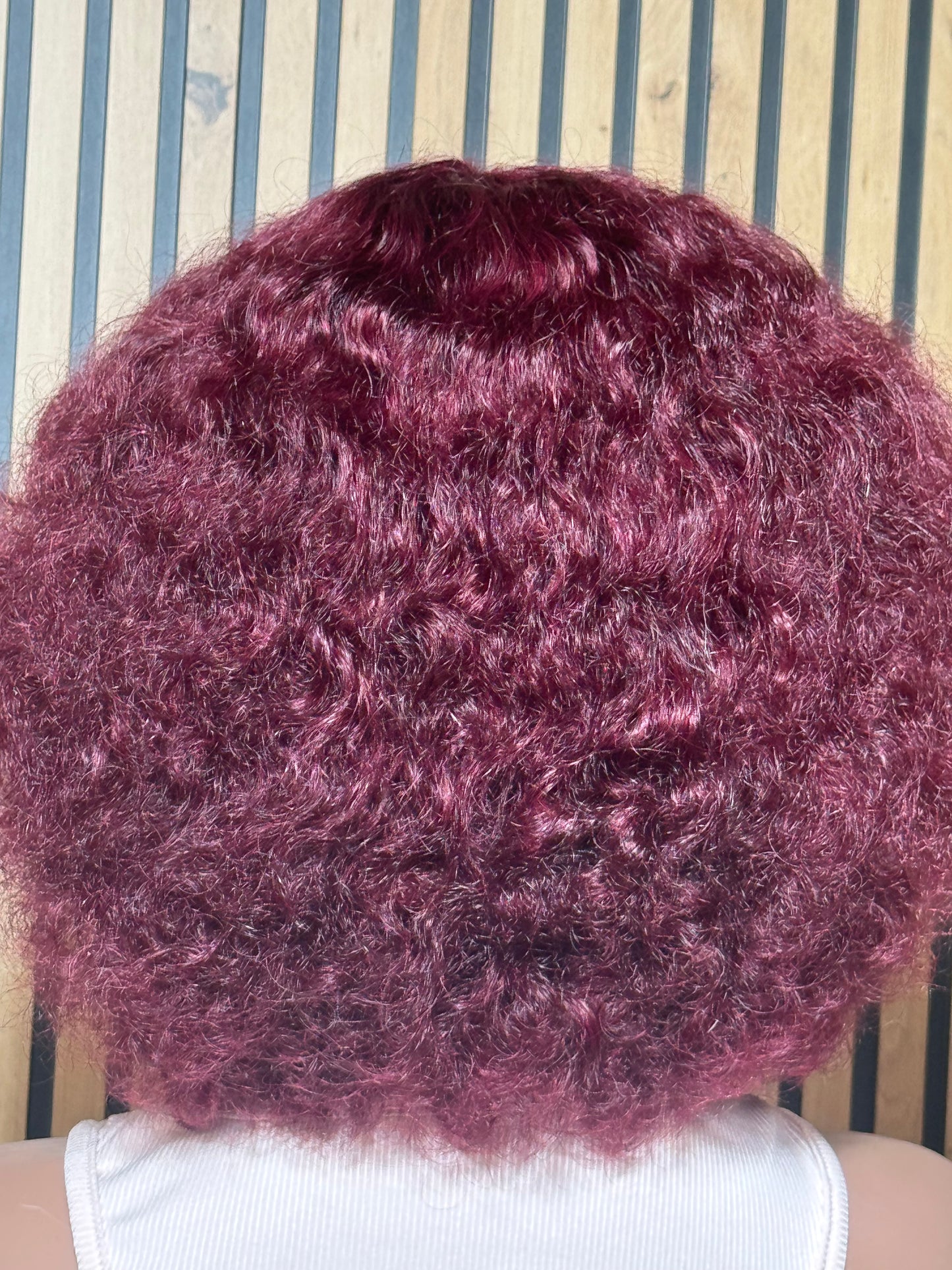 Burgundy curly Afro wig